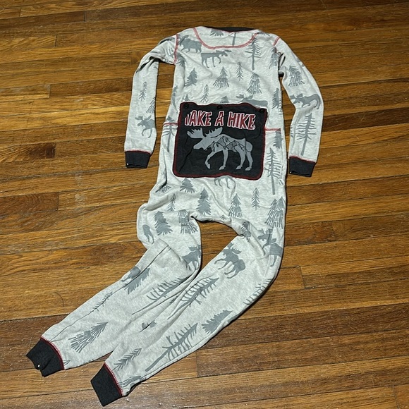 Lazy One “Take A Hike” Kids One Piece Pajamas, Sz 12 - Picture 4 of 4